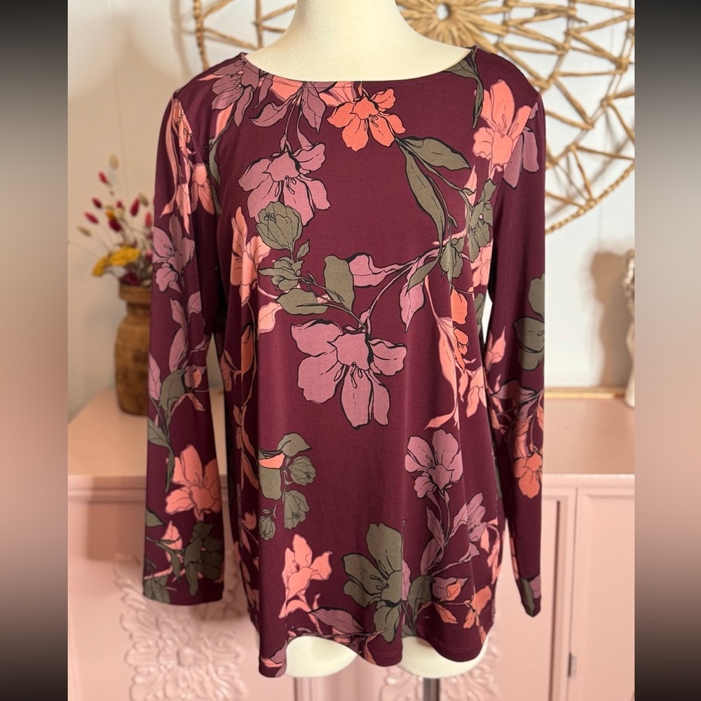 Susan Graver Red Long Sleeve Relaxed Tunic